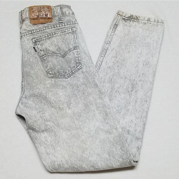 RARE Vintage 80s Levi's 550 Gray Acid Wash Grunge High Waisted Mom Jeans - Picture 6 of 16